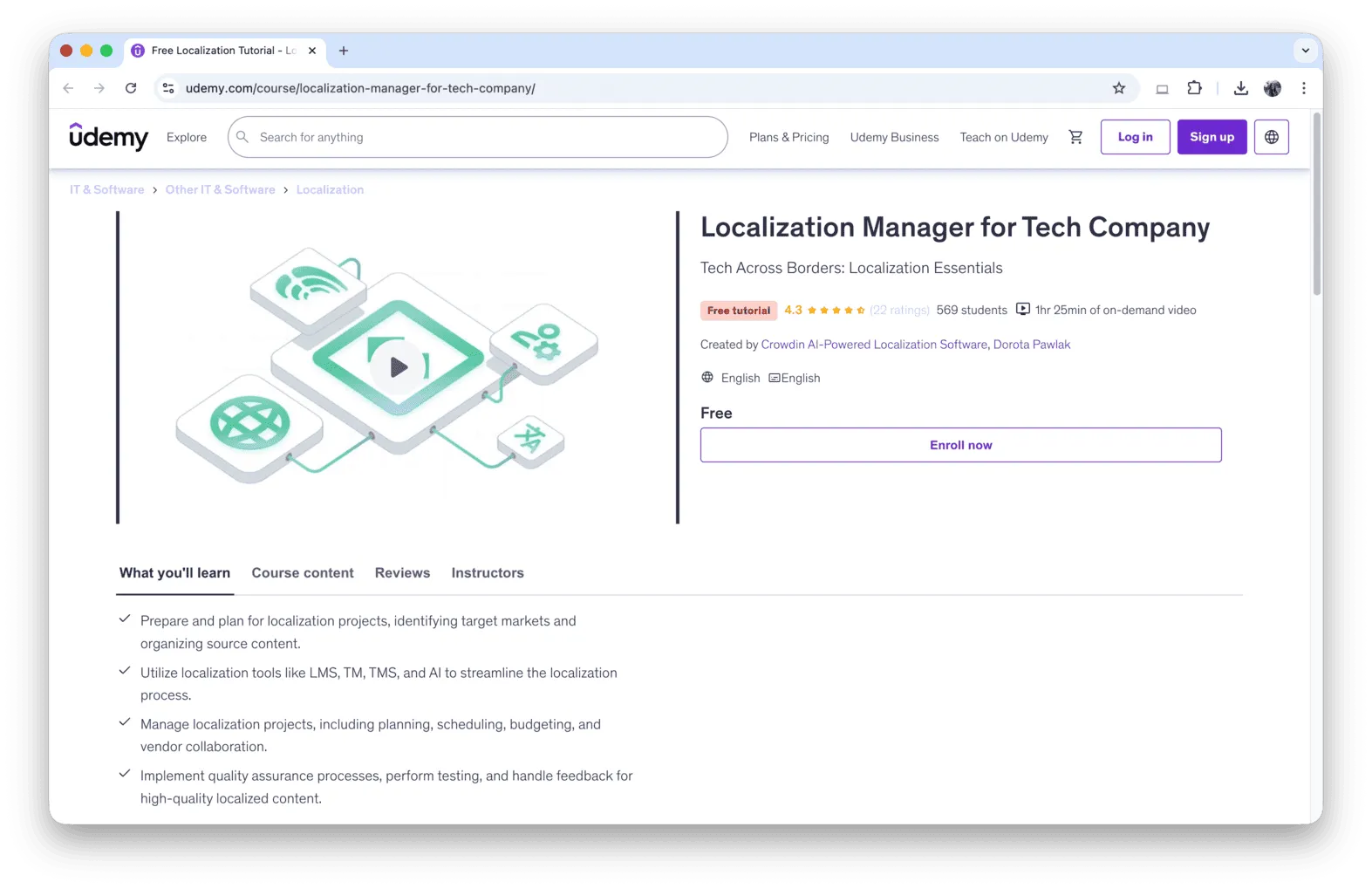 Course for localization managers on Udemy
